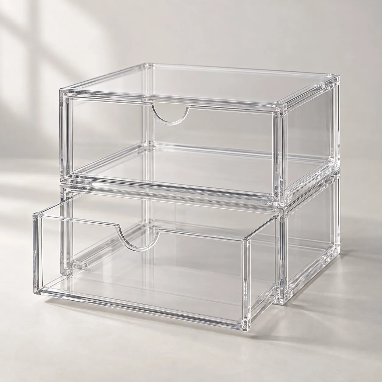 Clear Stackable Storage Drawer Set